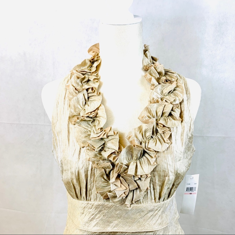 London Times Gold Ruffled Dress